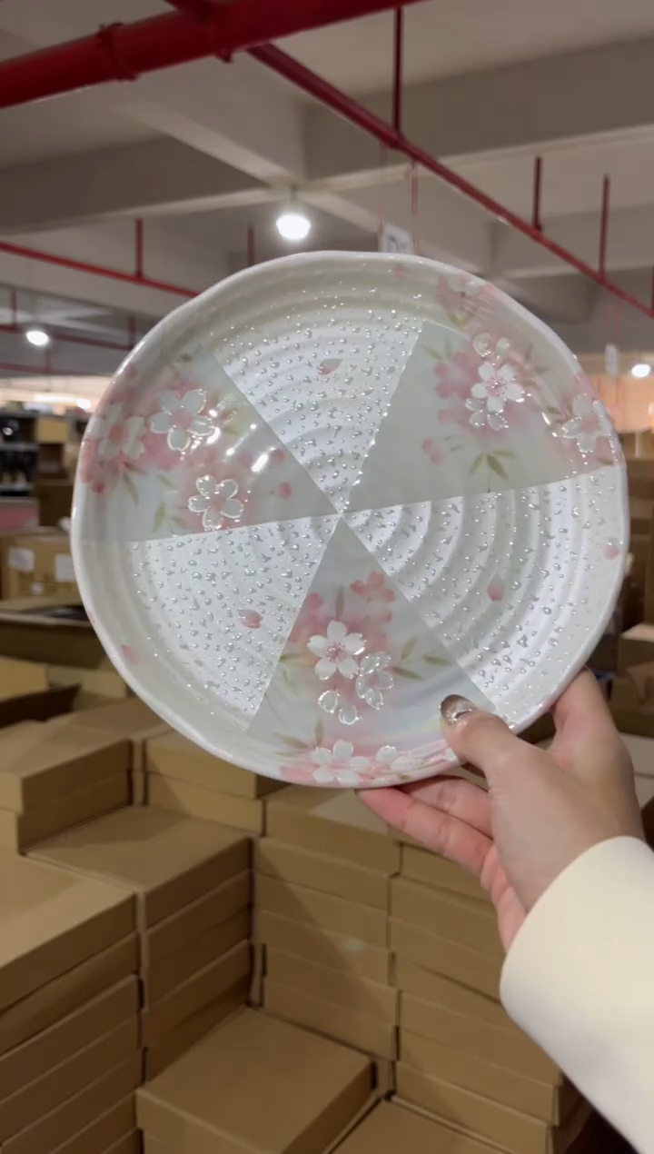 【闪购商品】瓷片间取粉樱大盘
