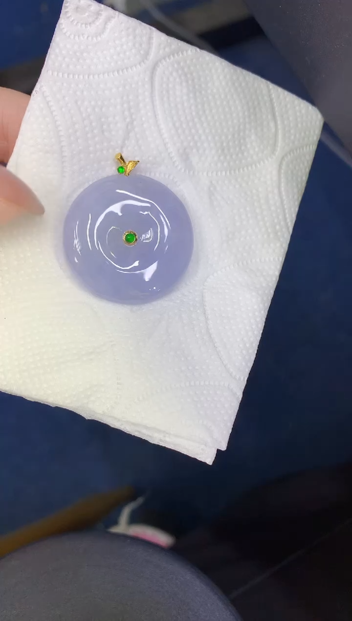 颈饰18K金镶嵌翡翠缅甸天然翡翠a货