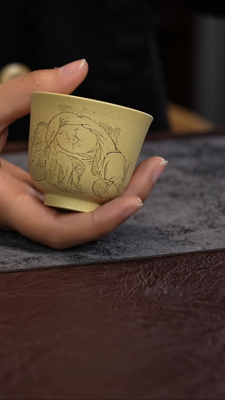 【闪购商品】紫砂茶杯段泥 刻绘 铃铛杯