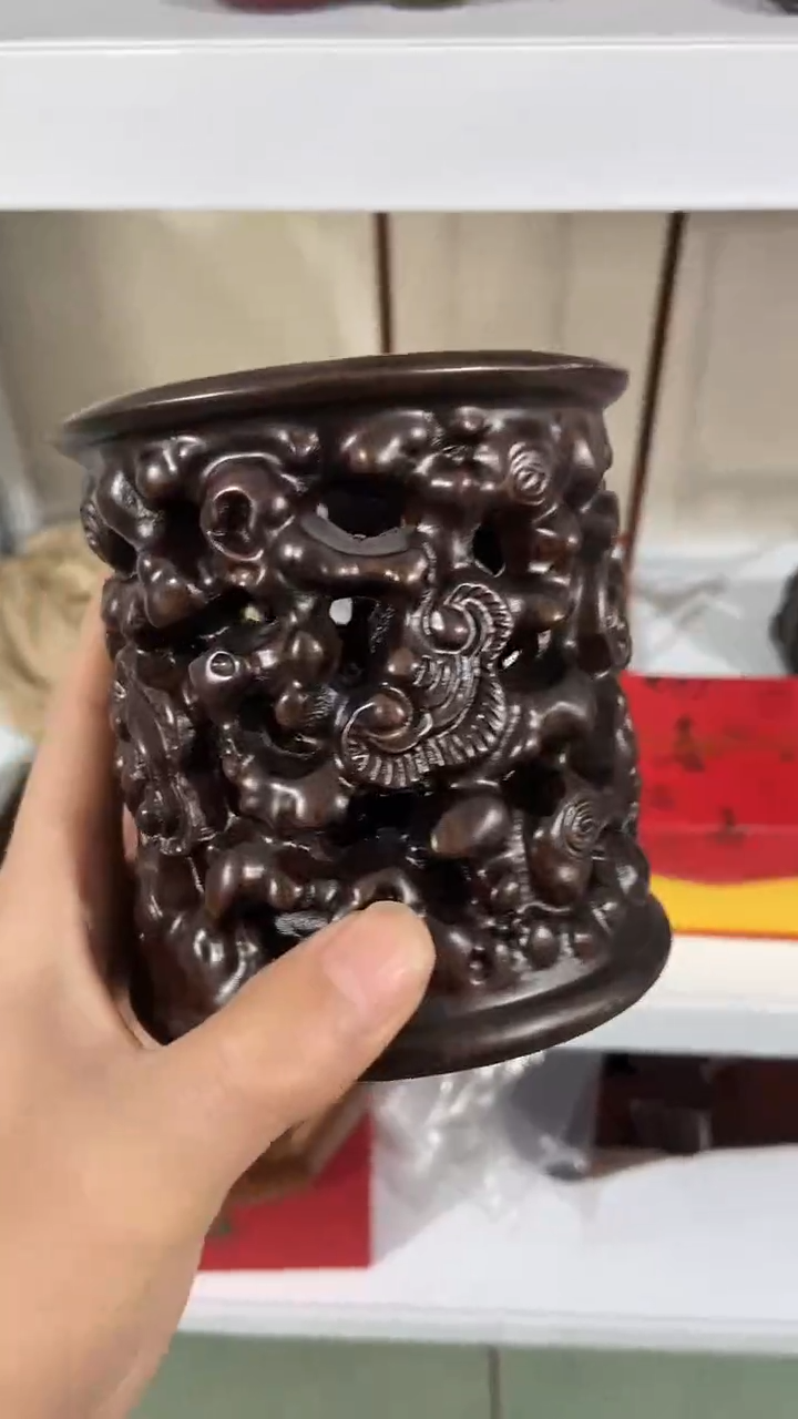 木惜**金   灵芝镂空款笔筒