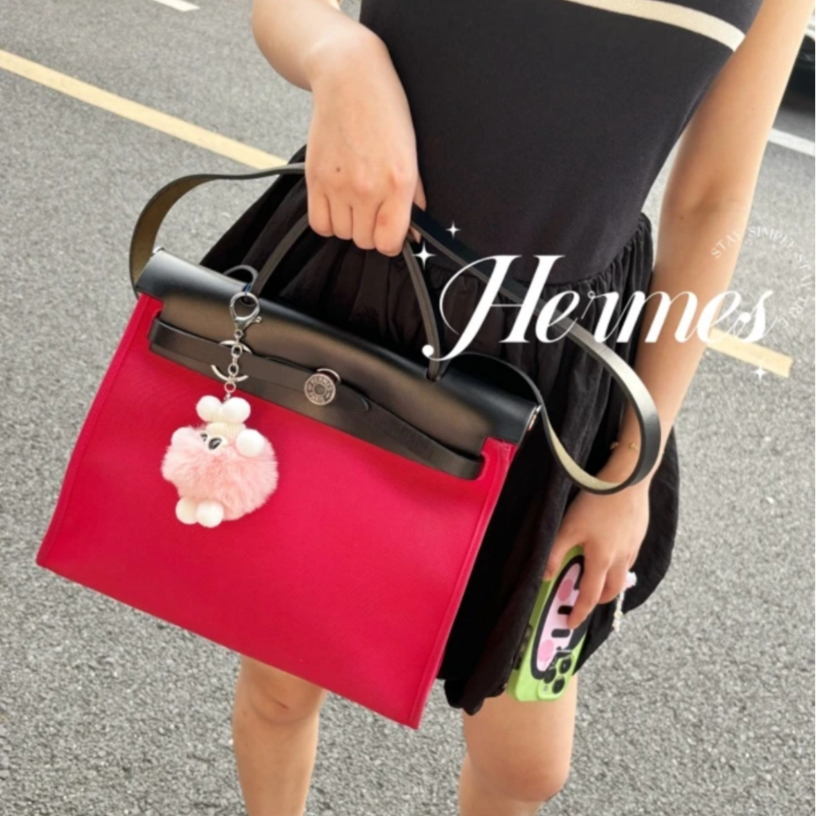 95新 Hermes/爱马仕 小花姑姑119716Herbag 31 I6极致粉 A刻包