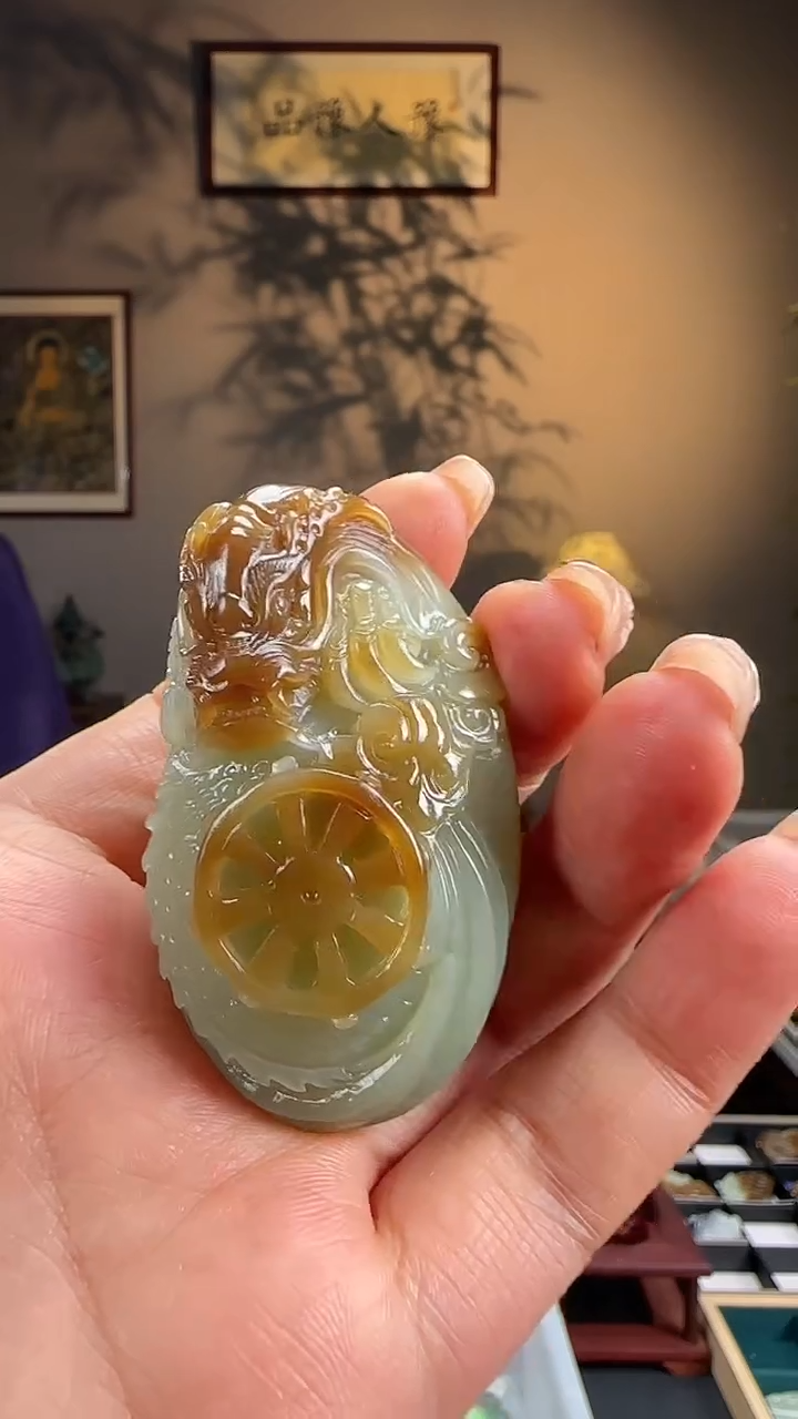 【闪购商品】和田玉吊坠未镶嵌糖玉龙c3531