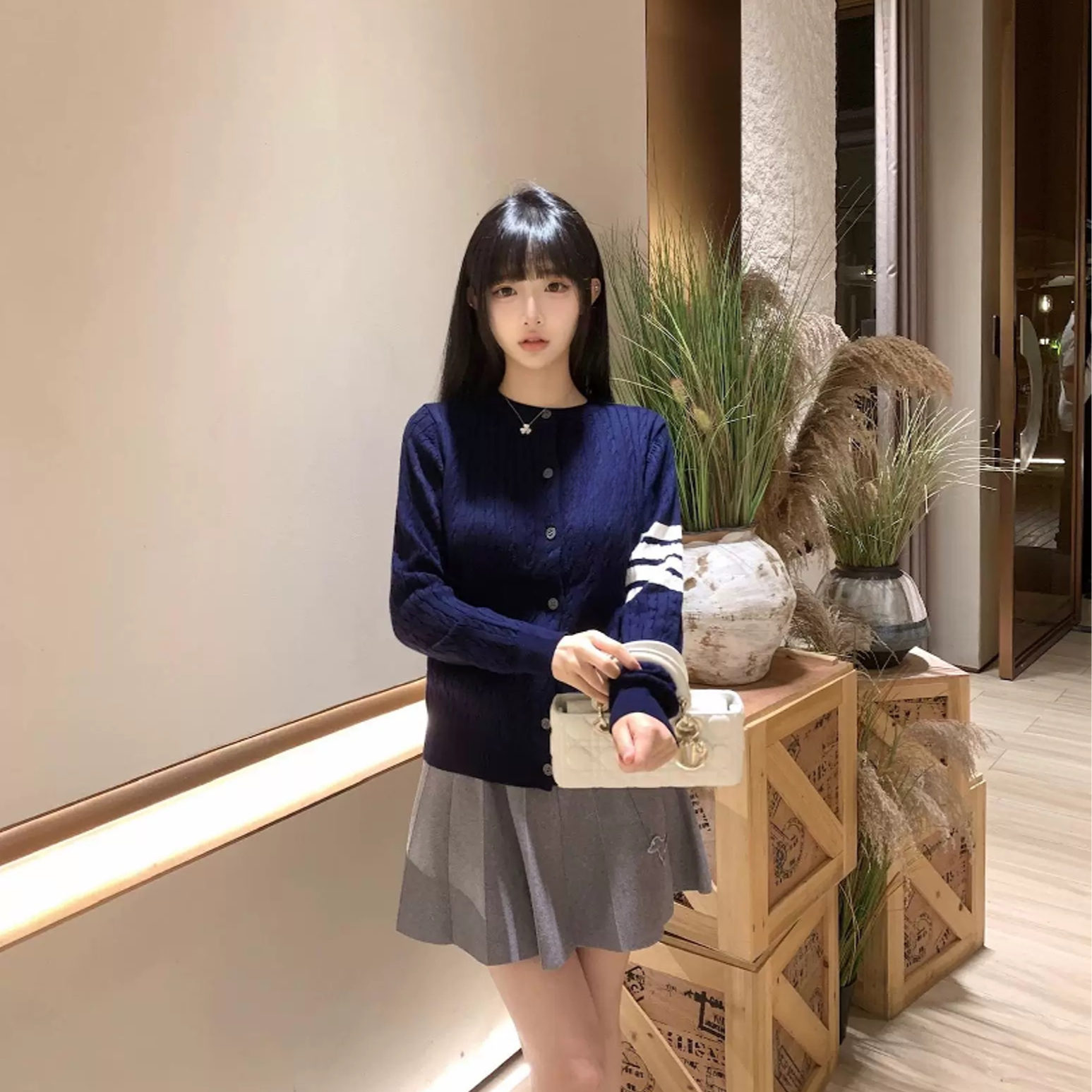  【好爱家专属】TB家！学院风经典三道杠短款刺绣针织套头开衫