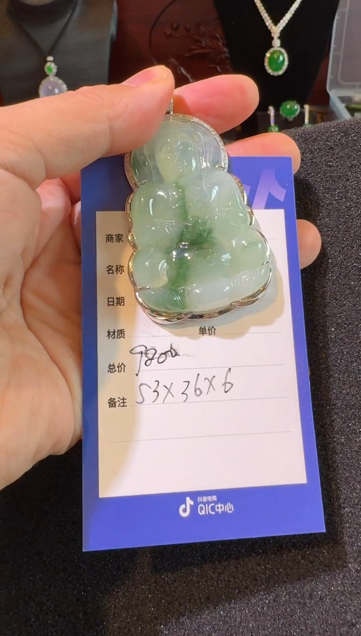吊坠(不含链)18K金镶嵌翡翠天然翡翠吊坠多样性发其一