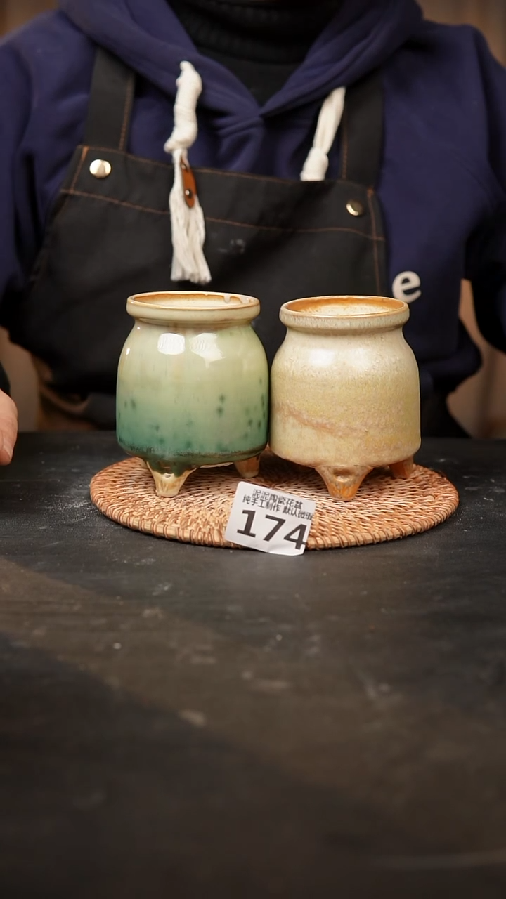 【闪购商品】瓷片174泥泥手工花盆口6高10