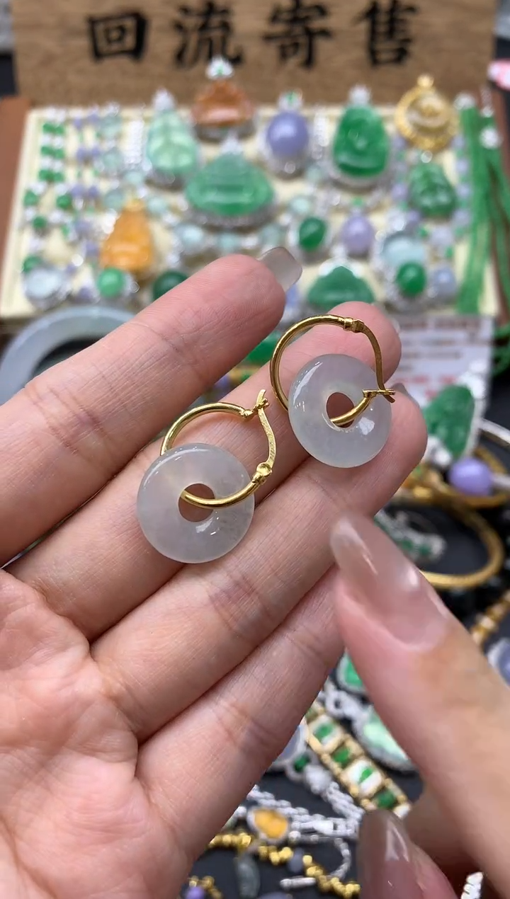 【闪购商品】翡翠耳饰18K金镶嵌395-中国好珍宝