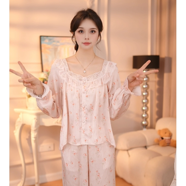 查理夫人 【04】2025春秋睡衣家居服蕾丝女士舒适时尚薄款宽松