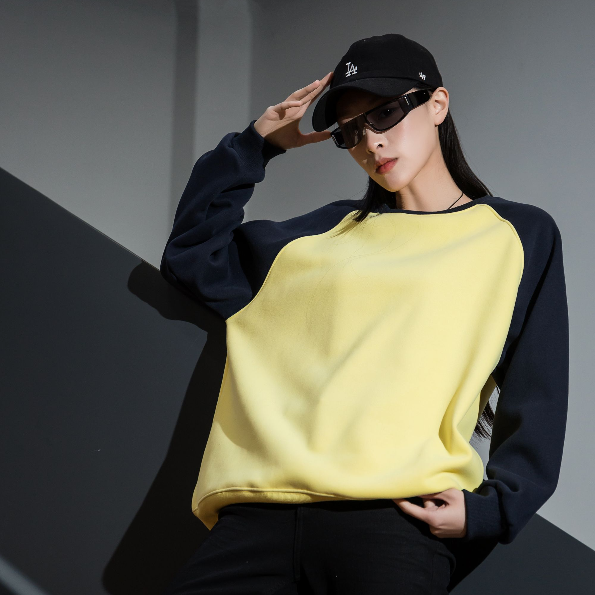 【Casual Keg】美式拼接撞色净版套头男女同款卫衣