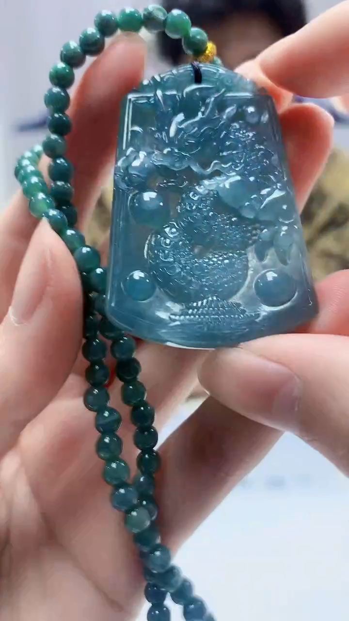 【闪购商品】定制翡翠未镶嵌4688zm-毛货挂件龙牌39