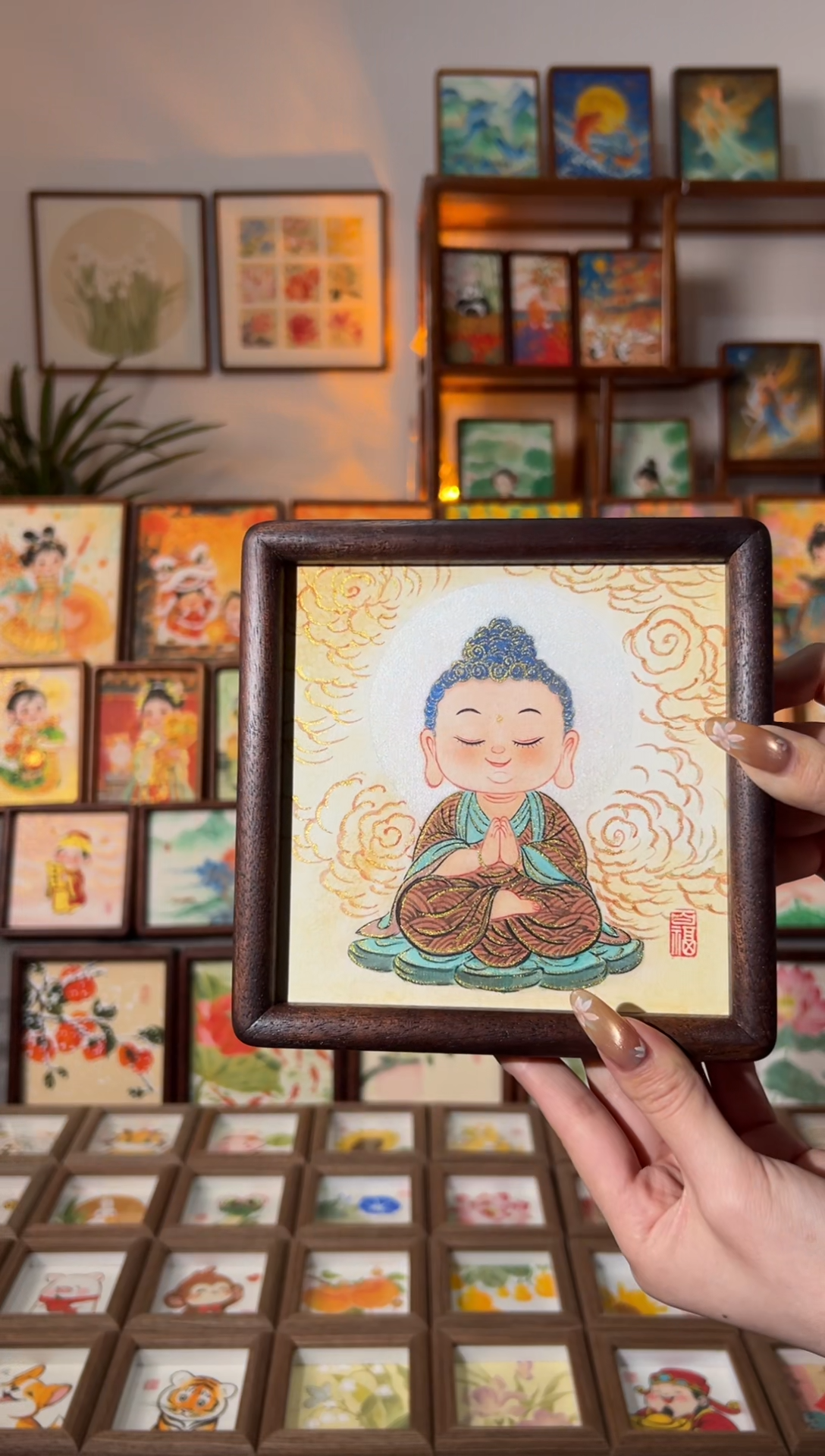 【闪购商品】国画如来小佛 手绘国画15胡桃