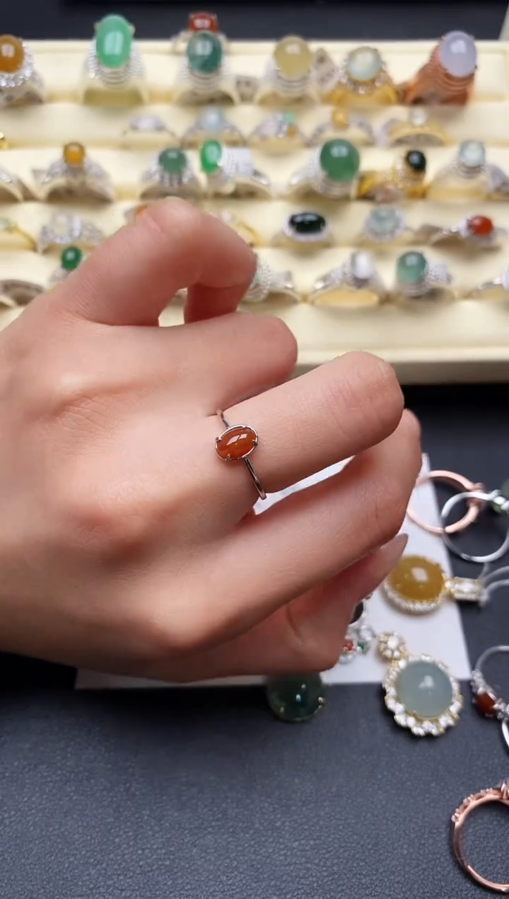 【闪购商品】翡翠戒指银S925镶嵌7777777+2