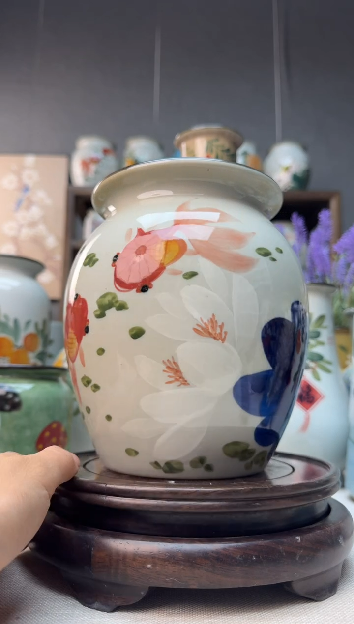 【闪购商品】瓶景德镇手绘陶瓷花瓶无孔高18口13左右