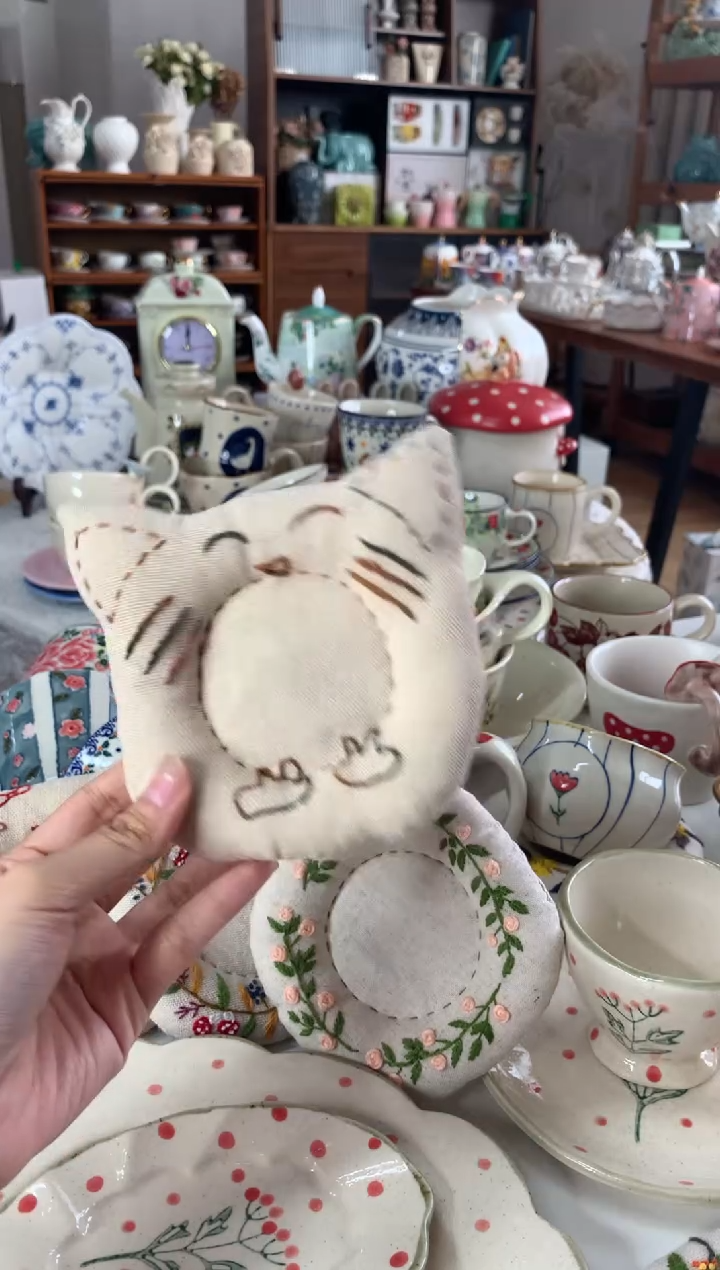 陶瓷【406】纯手工猫咪杯垫