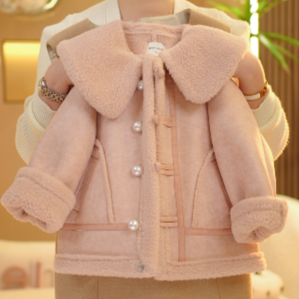 【现货现发】2025冬款休闲新款儿童女童毛呢洋气宝宝韩版翻领上衣