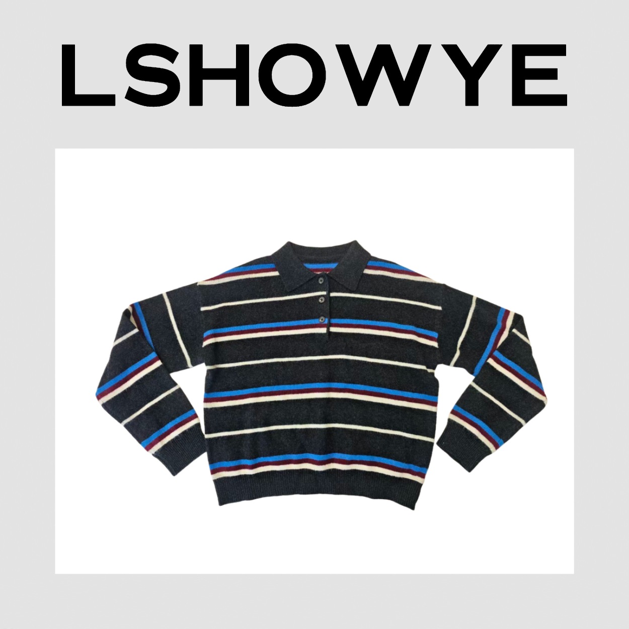 LSHOWYE｜条纹polo领毛衣b757