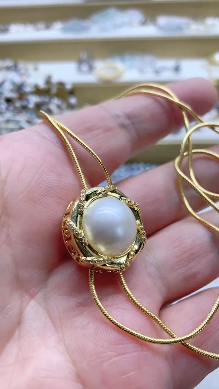 项链合金淡水珍珠14-15mm