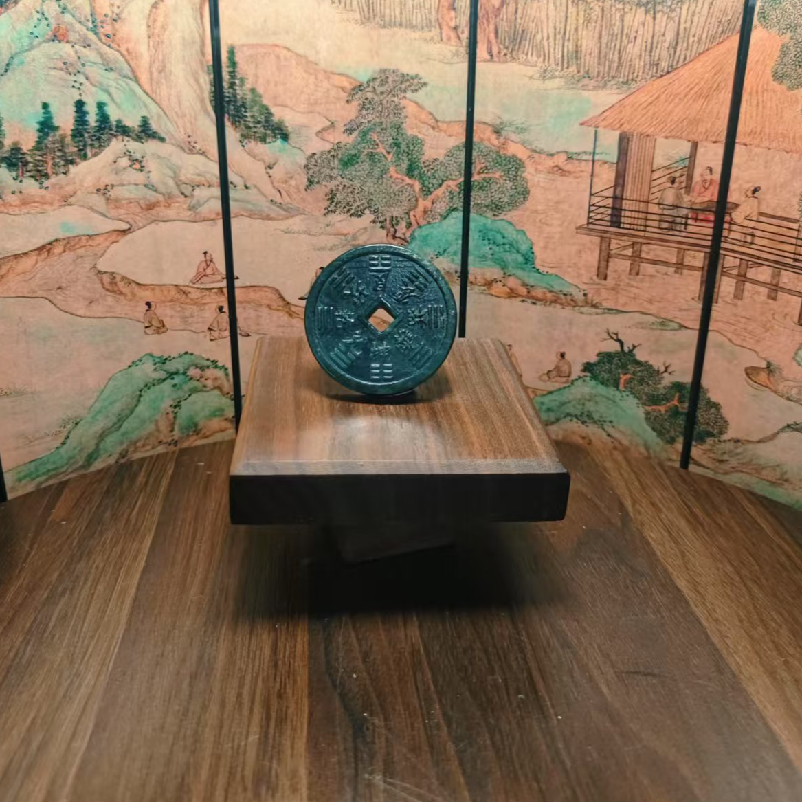 Y和田玉山鬼花钱吊坠1292