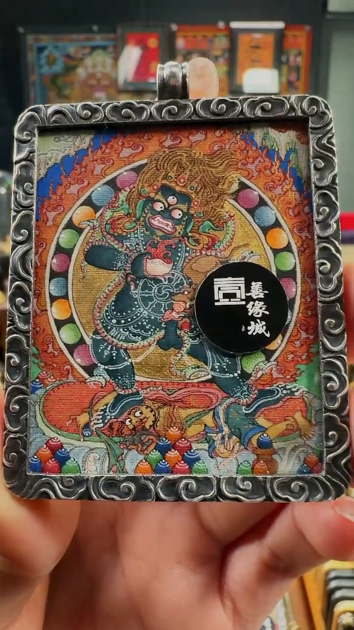 吊坠壹善缘城手绘唐卡黑C