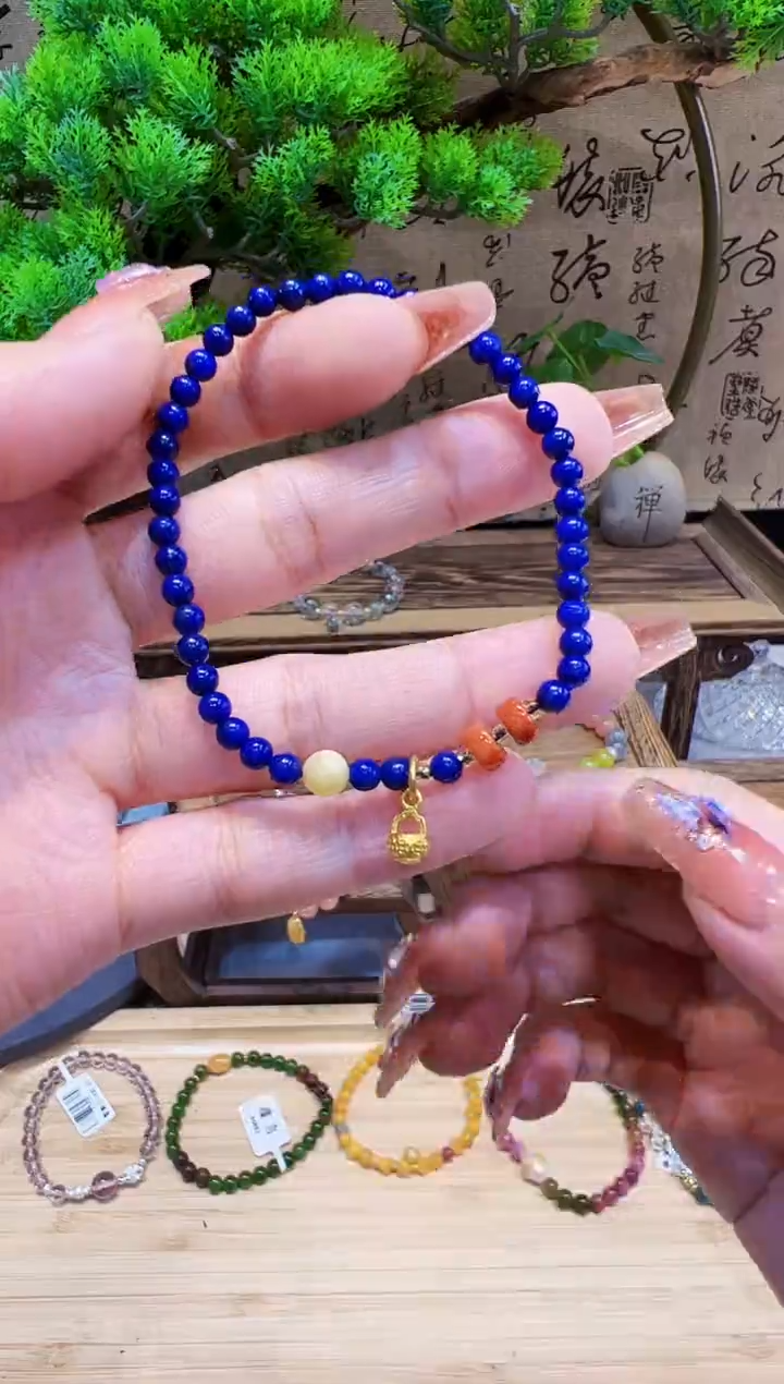 未镶嵌青金石手链手饰@@