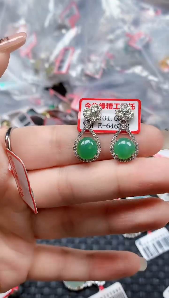 银S925镶嵌戒指翡翠天然A货缅甸翡翠