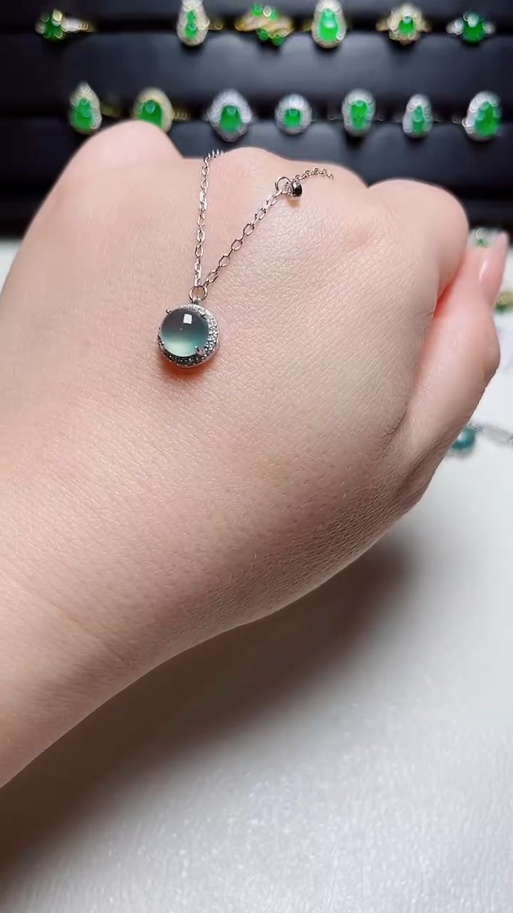 翡翠戒指银S925镶嵌天然翡翠s925银