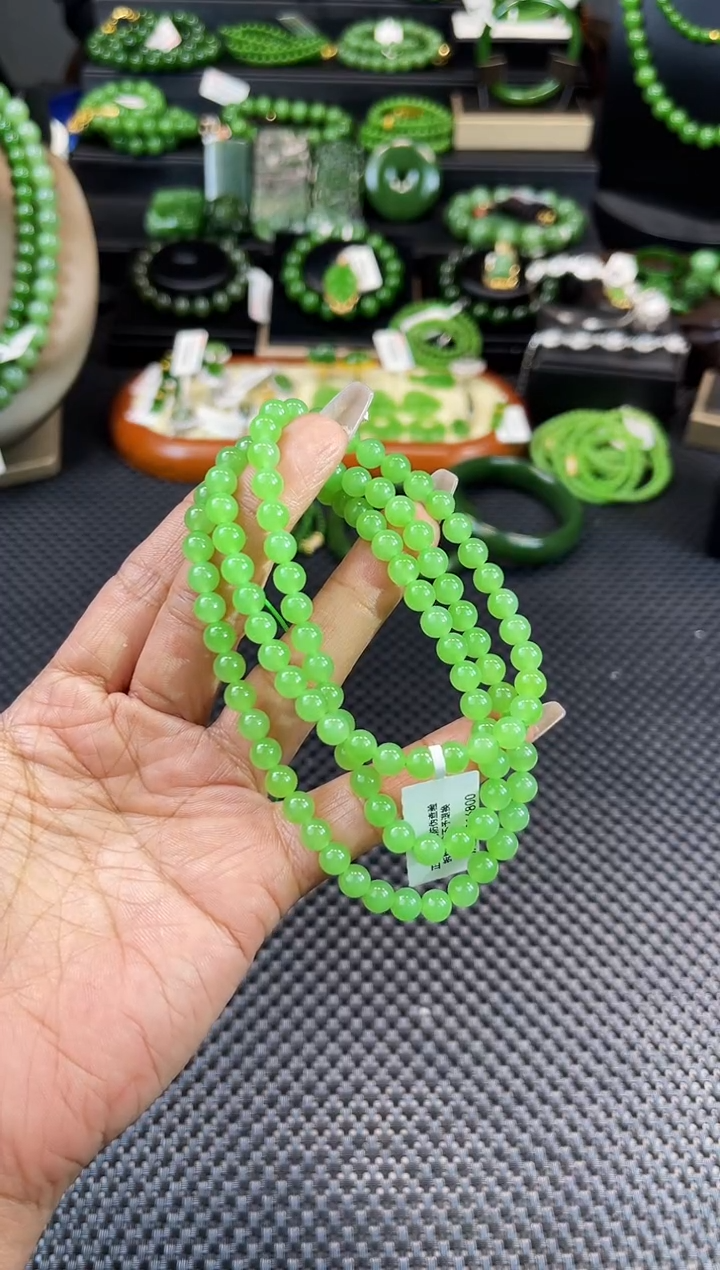 【闪购商品】和田玉（碧玉）项链未镶嵌XL212苹果绿6mm项链