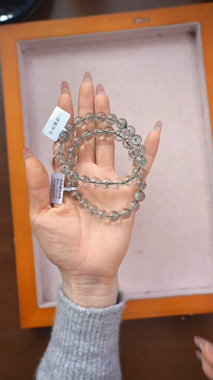 【闪购商品】水晶手链未镶嵌q179 绿幽灵手链多样性发一9mm+