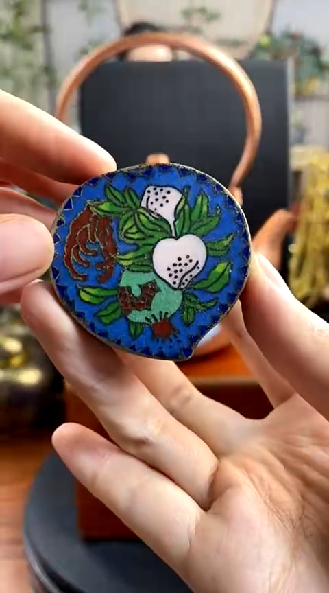 【闪购商品】非遗技艺 景泰蓝粉盒桃形（老）