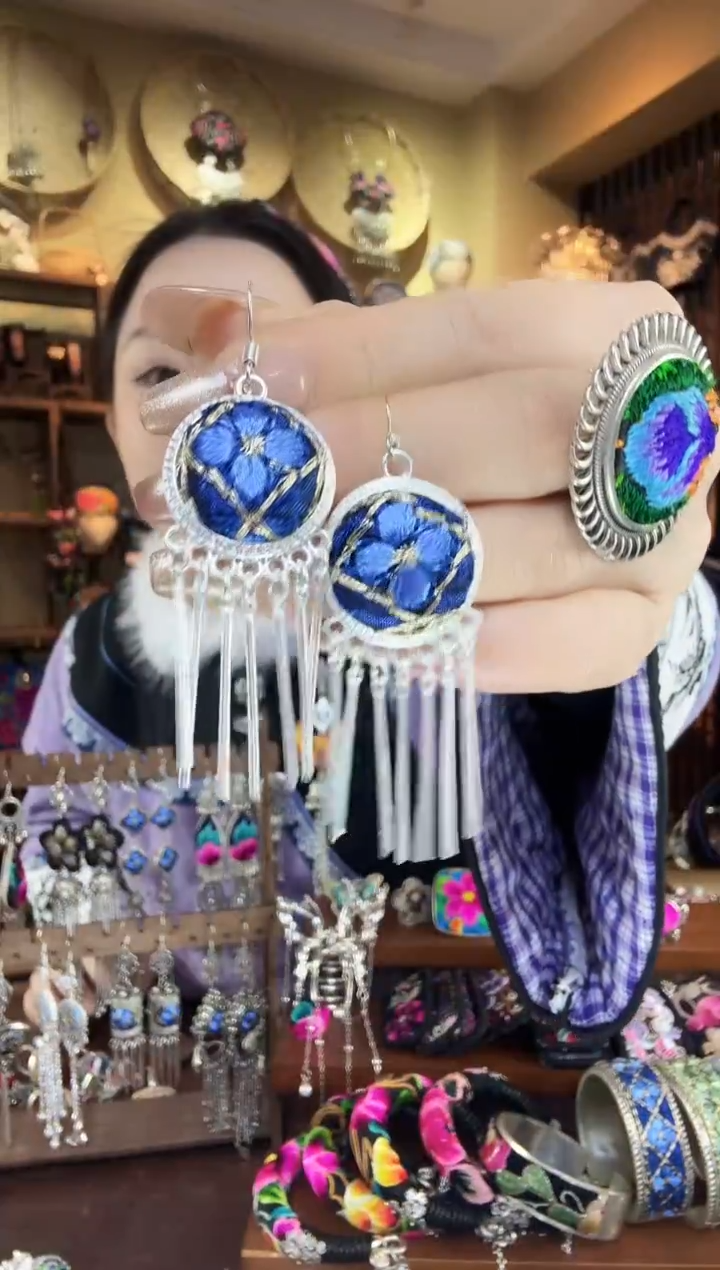 刺绣非遗刺绣民族风耳环