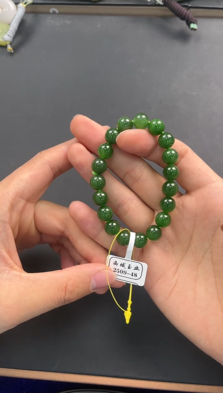 未镶嵌手串和田玉和田碧玉手串卡10微色差