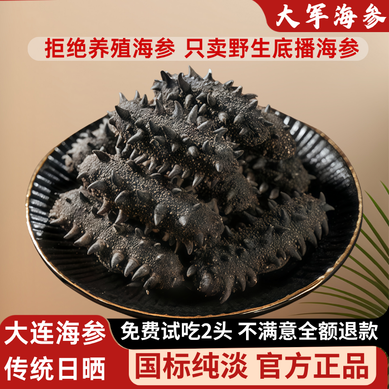 【国标纯淡】野生辽参淡干海参海参深海刺参高倍泡发率海批发