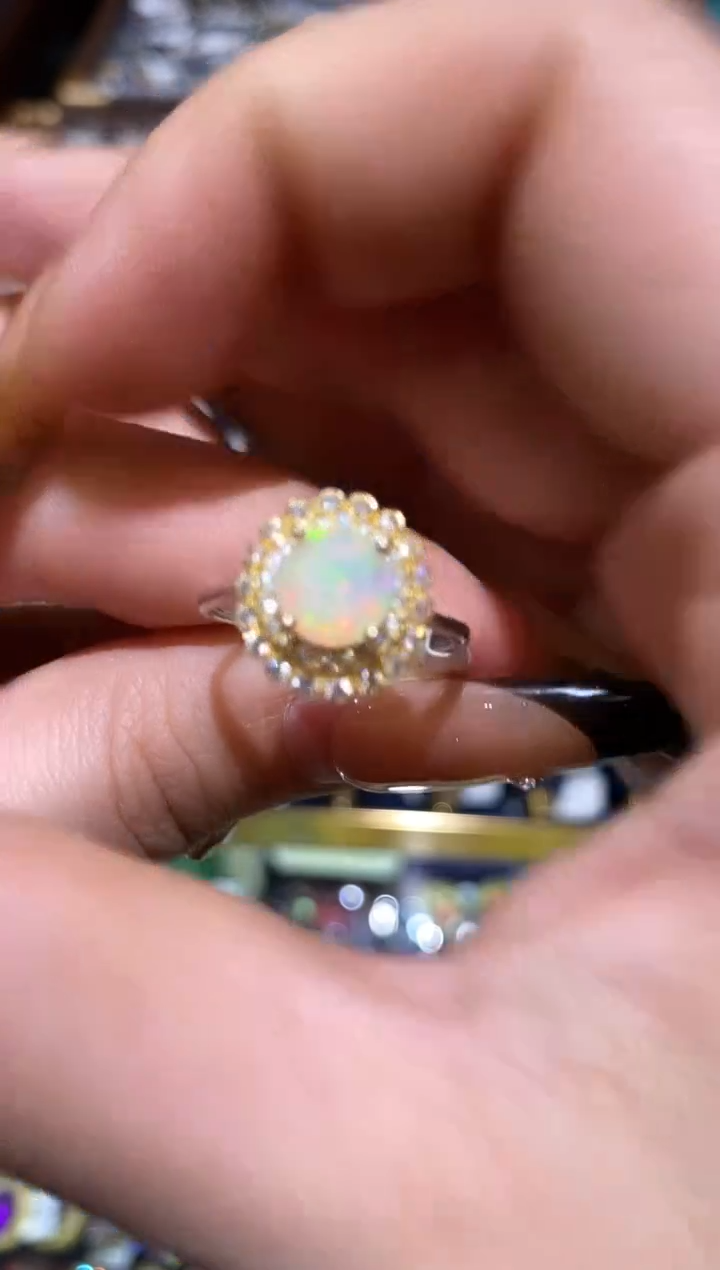 银S925镶嵌欧泊戒指楚楚珠宝中古甄选不退换