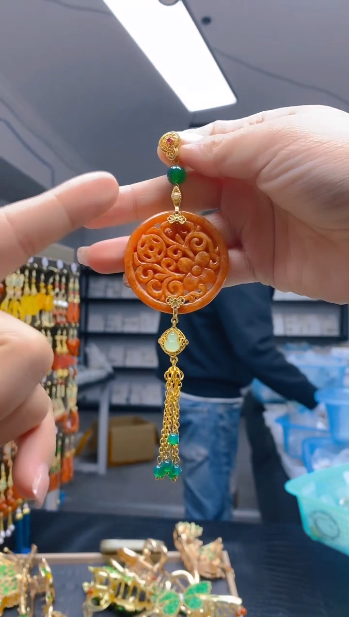 【闪购商品】翡翠耳饰合金0477翡翠压襟