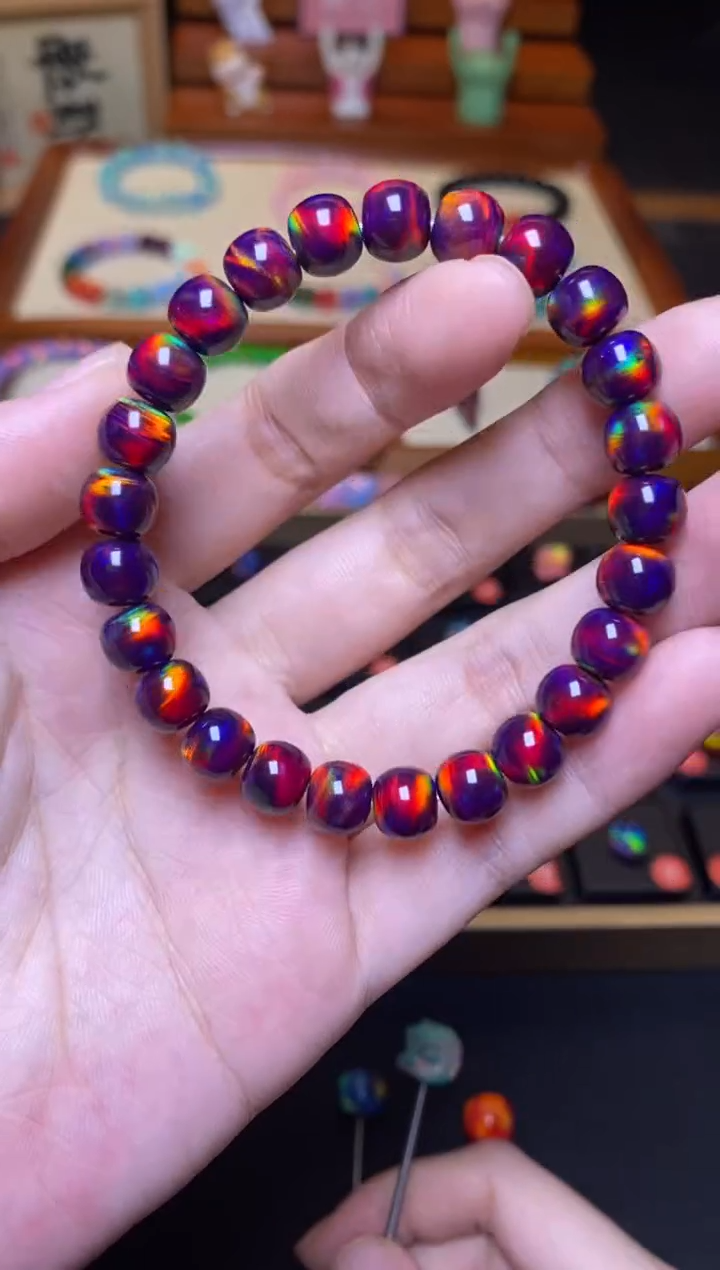 【闪购商品】树脂制品人工欧泊7*8mm单圈手串8