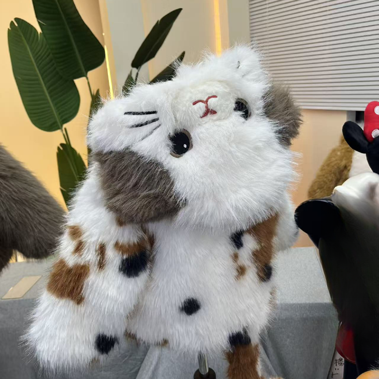MRY亲子男女童冬款毛绒毛茸茸萌宝小三花猫草草冬季保暖加厚外套