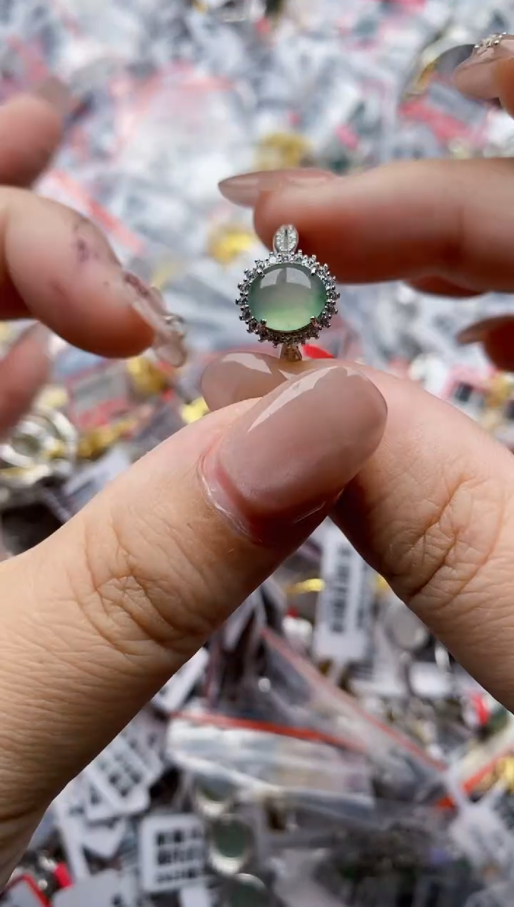 【闪购商品】翡翠戒指银S925镶嵌22222---1