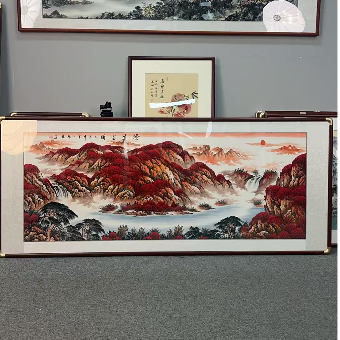 纯手绘鸿运当头208*86山水画中国画字画直播间