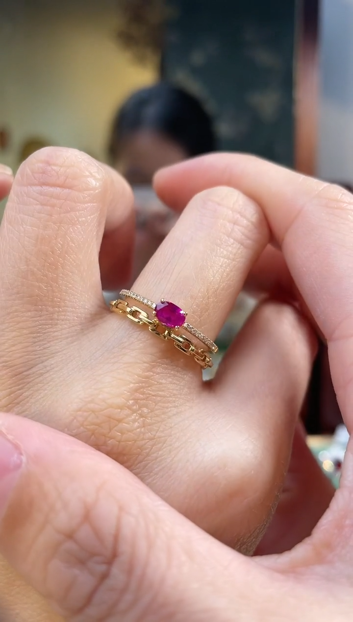 【闪购商品】红宝石戒指18K金镶嵌主石：0.46ct