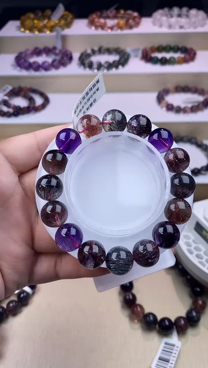 水晶手链未镶嵌黑加仑超七单圈12m+