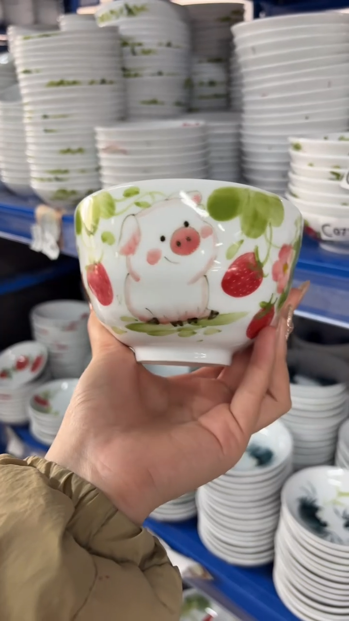 瓷片景德镇高温陶瓷食品级手绘釉中彩-墩墩碗