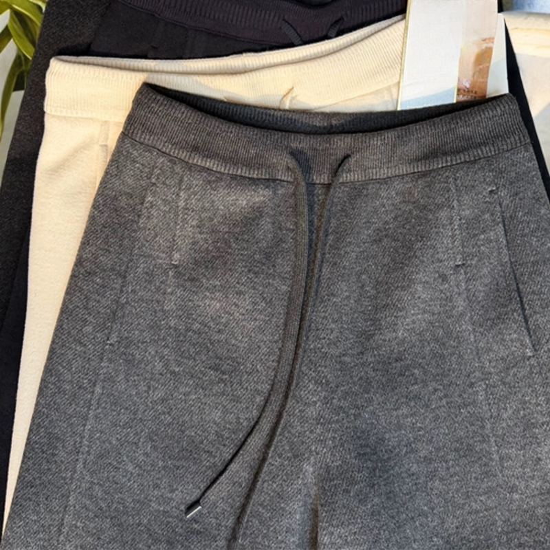 爆款羊毛加绒直筒裤女2025秋冬新款是时尚百搭高腰显瘦毛呢休闲裤