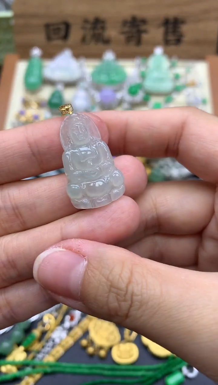 翡翠18K金镶嵌颈饰84-中国好珍宝