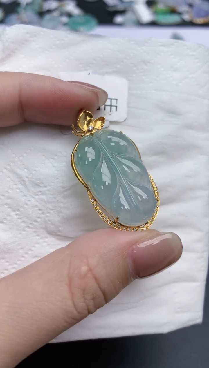 【闪购商品】翡翠颈饰18K金镶嵌天然缅甸翡翠A货