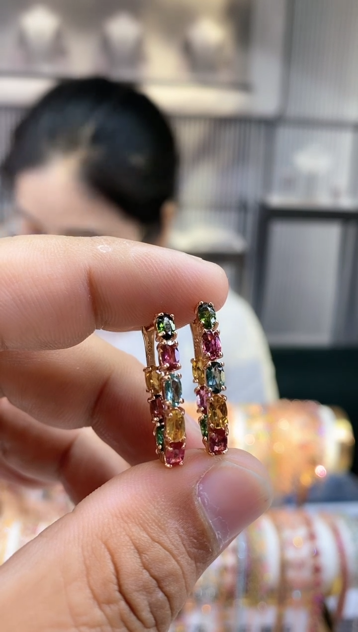 银S925镶嵌耳扣碧玺354354354354