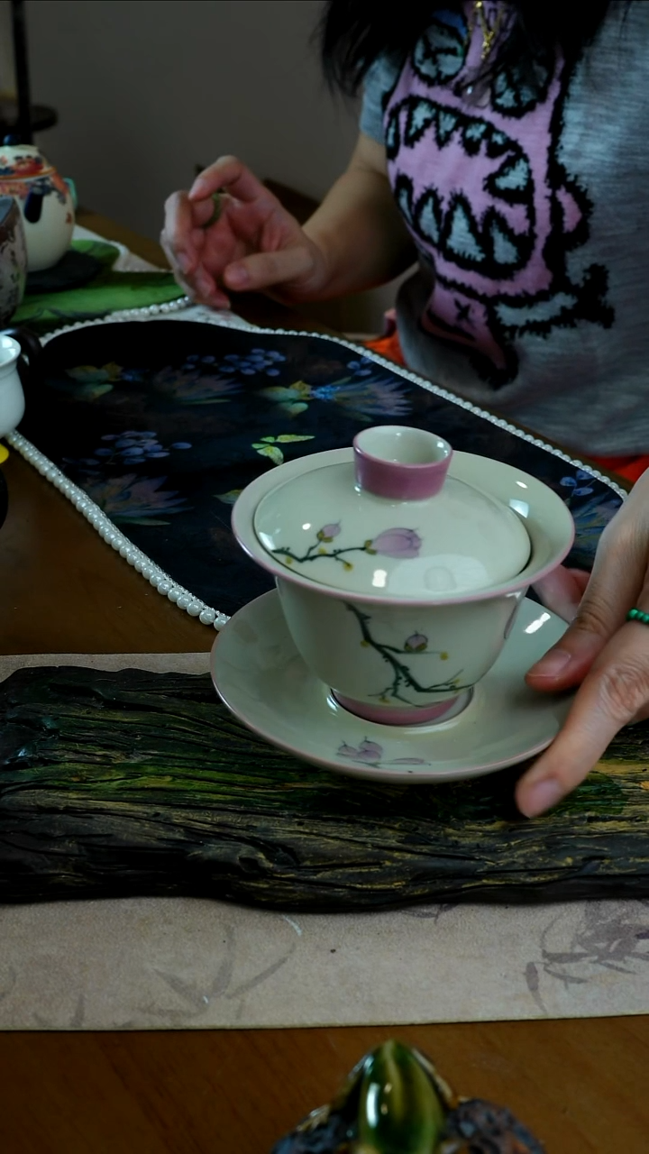 茶瓷物语草木灰三才盖碗