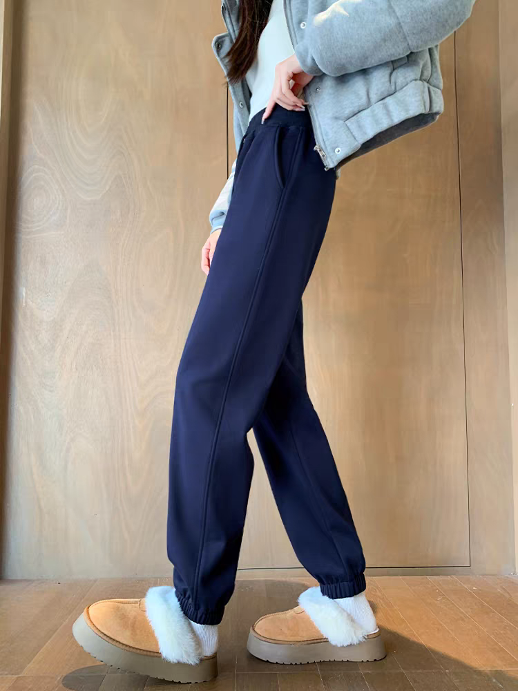 冬季新款加绒加厚卫裤女士显瘦藏肉时尚百搭运动裤女休闲裤8606