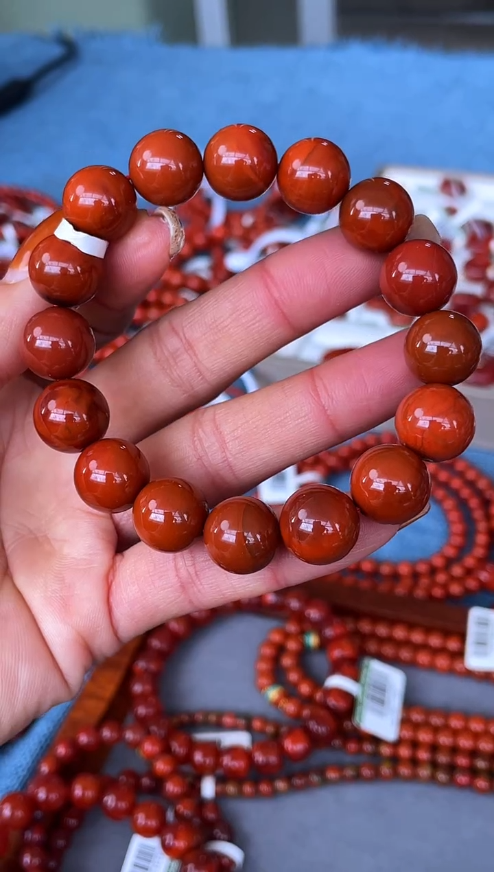 未镶嵌手串南红玛瑙N34凉山瓦西料满色满肉单圈