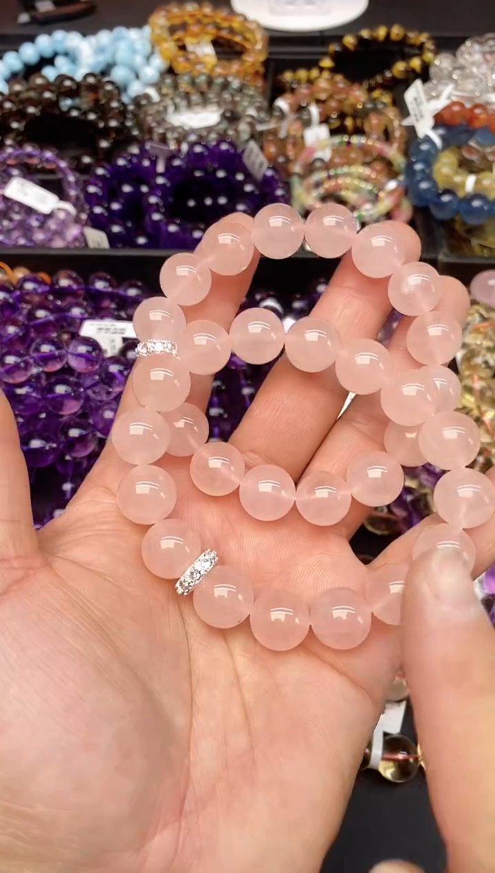 【闪购商品】水晶手串未镶嵌24a粉水晶13mm多样性发其一