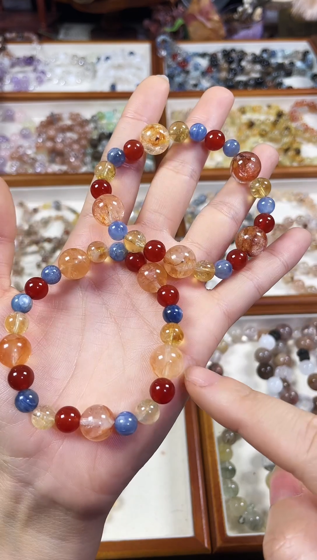 未镶嵌手串水晶敦煌】天然黄胶花蓝晶石红玛瑙手串