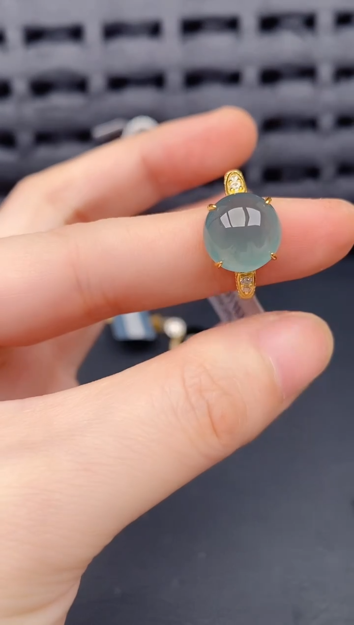 银S925镶嵌戒指翡翠天然a货翡翠423